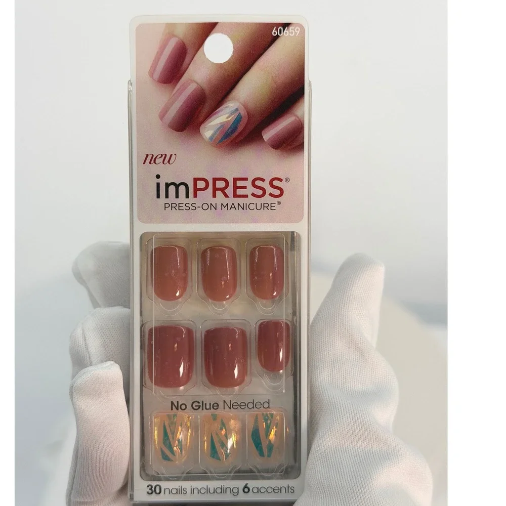 impress Press On Manicure One‎ Shine Day 30 Nails 6 Accents No Glue Needed 93-40